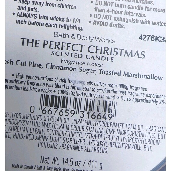 Bath & Body Works THE PERFECT CHRISTMAS 3 Wick Jar Candle 14.5 oz - Picture 4 of 5
